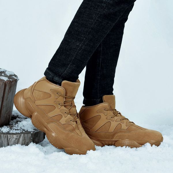 

winter new fashion sneakers men's casual shoes comfortable non-slip shoes brand high trend flock keep warm men plus 46, Black