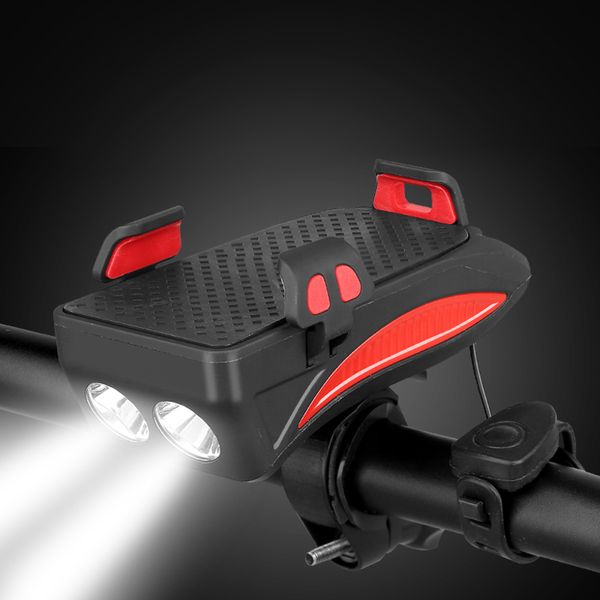 

2000/4000 mah bike front light phone holder bell usb rechargeable power bank bicycle lamp mtb headlight 4 in 1 x438b