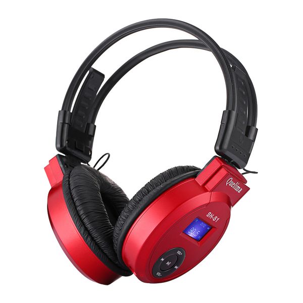 

hifi красный беспроводные стерео наушники складная гарнитура bass am fm tf lcd mp3