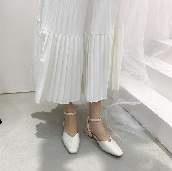 

2020 summer snap closed-toe sandals fairy gentle korean-style low heel versatile slimming a- line women's shoes, Black