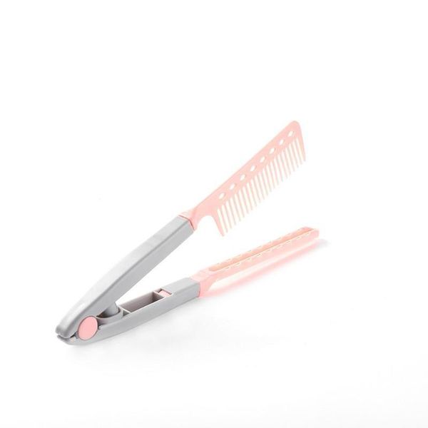 

hair comb hair v clip haircut straightener diy portable styling hairdresser comb staightener type tool salon folding zhkeh, Silver