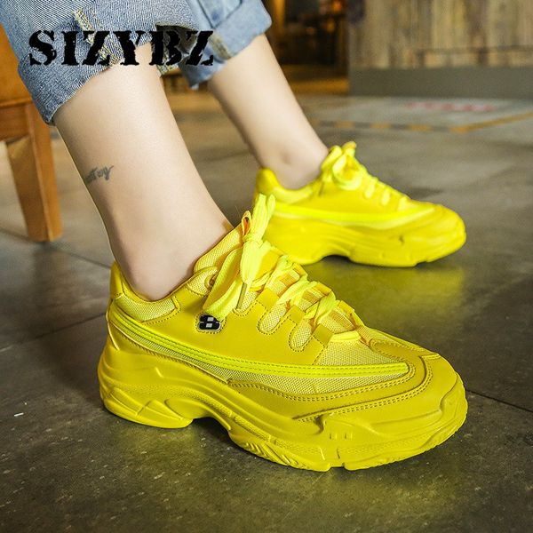 

дышащих sneaker платформа мода лето обувь сетки женской обуви плоская вскользь желтые мягкая вскользь толстая обувь женского оранжевый y2008, Black