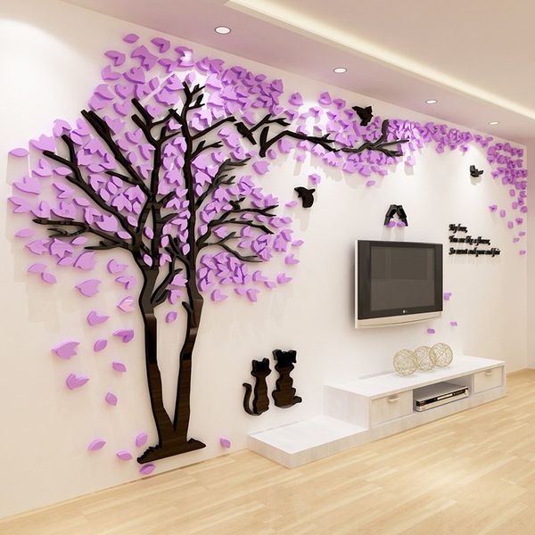 

creative love tree 3d acrylic art wall stickers for home decor diy gift sofa tv background wall sticker quality poster pegatinas
