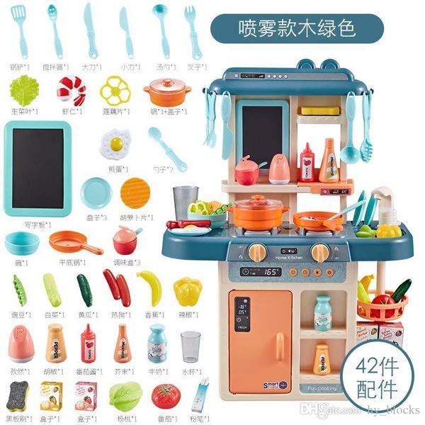 

42pcs simulation music light water spray kitchen toys kit cooking table play house fruit mini food utensil children kids toys