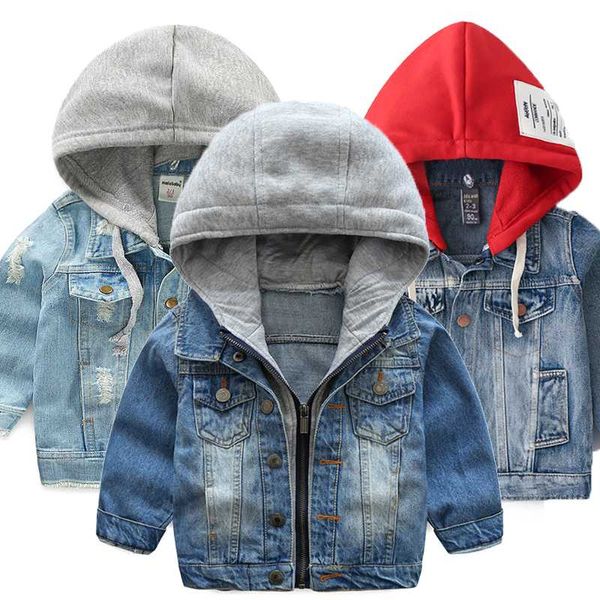 

baby boys jacket clothes autumn winter hooded denim jacket for baby girls coat kids outerwear children clothes 2 3 8 year, Blue;gray