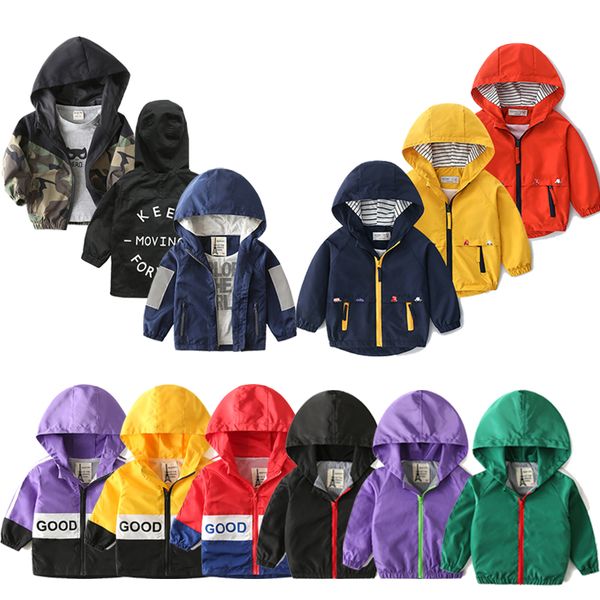 

windbreaker boys clothes jackets hooded zipper coat spring autumn fashion outwear jackets print children's casual clothing, Camo