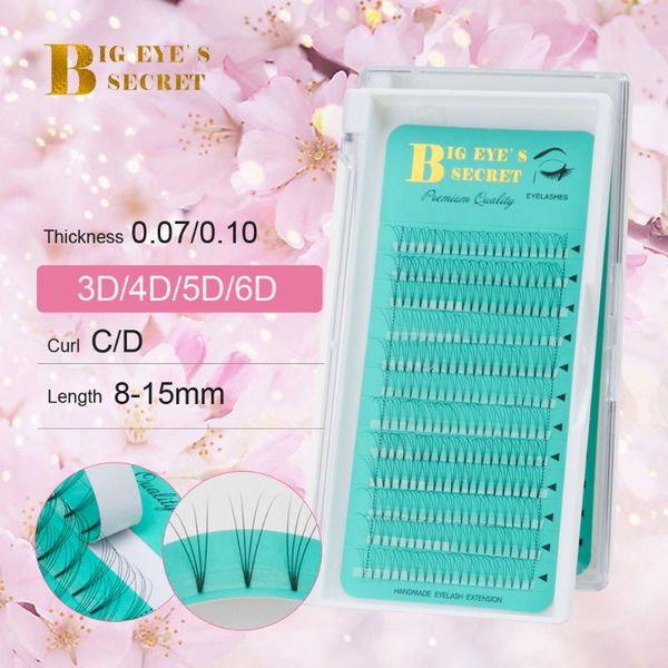

false eyelashes big eye's secret lash volume 2d/3d/4d/5d 0.10d curl short stem premade fans cilia silk mink individual eyelash