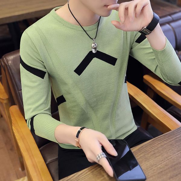 

brand winter o neck knitted pullover sweaters man, patchwork green grey 4 colors clothing, man's casual sweater clothes, White;black