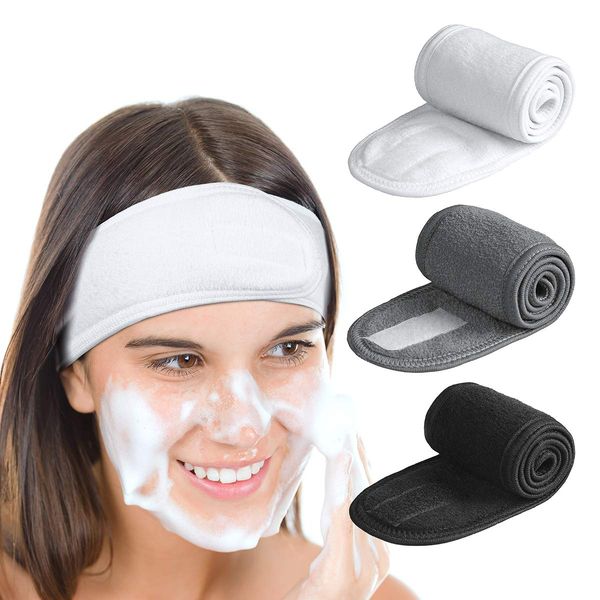 

facial spa headband adjustable makeup hair hair band with magic tape,head wrap for face care, makeup and sports, Silver