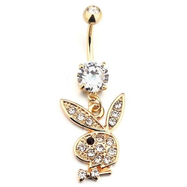 

3/8 x dangle gem( gold length (10mm) rings 1.6mm) bunny piercing belly button navel plated jewelry body whole2019 lllmv, Silver