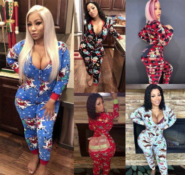 

rompers girls christmas fun pattern santa print zipper jumpsuit fashion novelty trend tight paints 2020 winter new style ph-cyg911015, Black;white