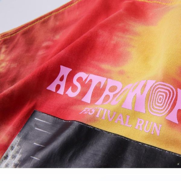 

19ss travis scott astroworld festival run tie dye tee tie dyed short sleeve printing fashion street skateboard breathable casual hfsstx012, White;black