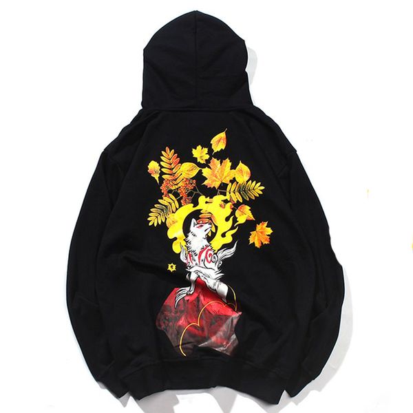 

us euro size screen printing anime hoodie men casual clothing hip hop fashion hoody hooded high qualit mens hoodies, Black