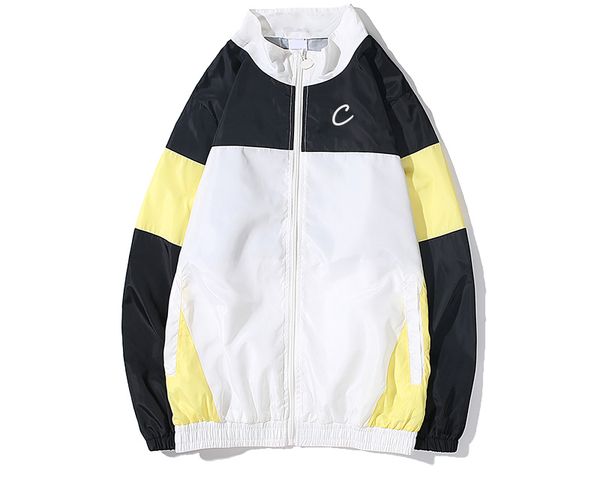 

men autumn jackets casual embroidery letter pattern zipper contrast color women winter coats outerwear teenager student sport wear, Black;brown