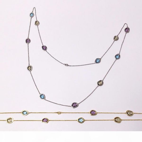 

2018 zircon long necklace sweater chain fashion fine metal chain crystal rhinestone flower pendant necklaces adjusted, Silver