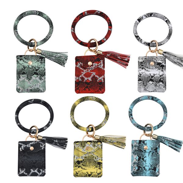 

bangle bracelet card bag wallet keychain wristlet keyring leopard handbag leather bracelet keychain credit card holder with tassel dwe725