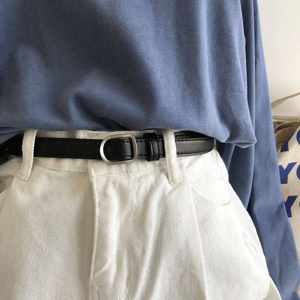 

black small belt without hole female student buckle belt soft, no hole, Black;brown