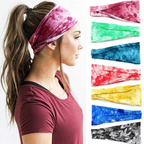 

women's tie dye elastic headband summer cotton soft stretch turban headband for girls flat hair bands hair accessory