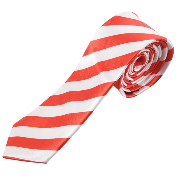 

auau-men fashion casual skinny slim narrow tie formal wedding party necktie, #11 (red+white wide stripes, Black;gray