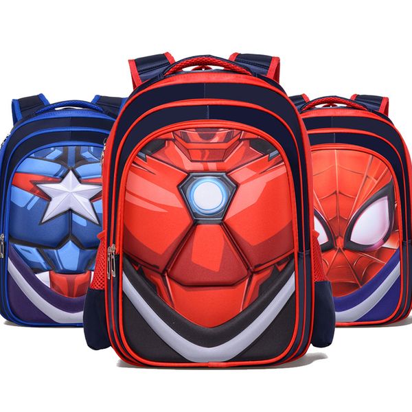

leather luggage tag wholesale new 3d iron man male schoolbag for elementary school students 12345 grade cartoon shoulder childrens rucksack