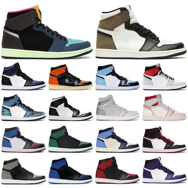 

mens basketball shoes 1s high og jumpman 1 obsidian royal toe dark mocha unc tie dye chicago neutral grey men women trainers sneakers