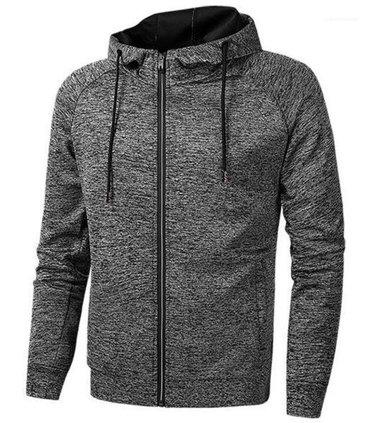 

sleeve hooded solid color mens sweatshirts with zipper running cardigan slim mens sports hoodies spring fitness long, Black