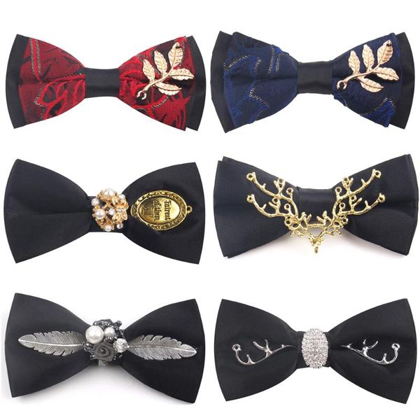 

оригинальный дизайн bow tie handmade мужские галстуки для свадьбы металл золотой волк два слоя шеи bowtie мода solid tie, Black;gray