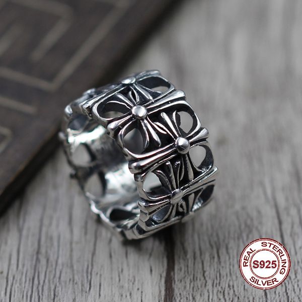 

s925 pure silver men's ring individuality restoring ancient ways punk style cross tombstone popular classic ring gift your lover