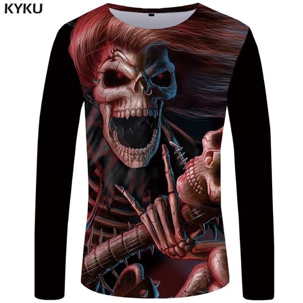 

skull long sleeve 3d rock japan punk anime gothic rock 3d print shirts humor hentai funny men clothing