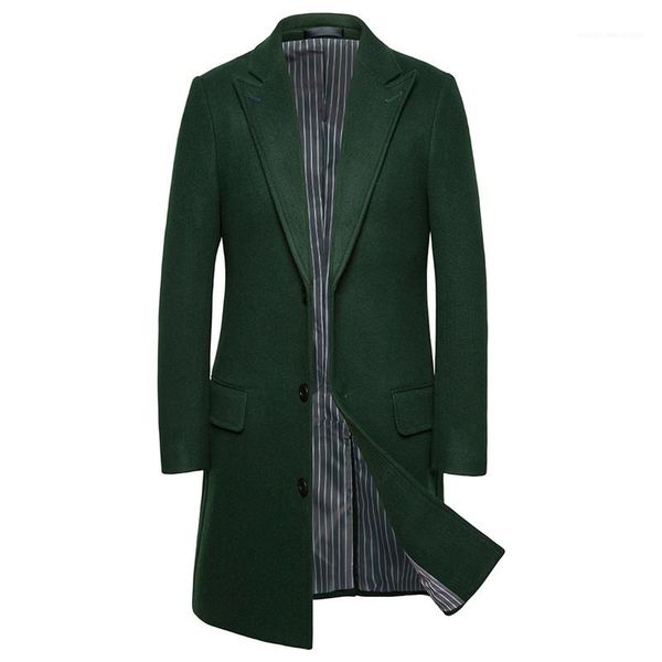 

color trench coat fashion long sleeves wool coat male designer winter outerwear luxury mens solid, Black