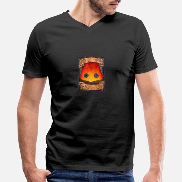 

studio ghilbi illustration calcifer 3 t shirt men fitness 100% cotton s-3xl kawaii fitness funny casual summer unique shirt