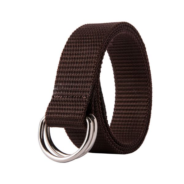 

new casual wild men women canvas woven belt double ring buckle outdoor sport nylon belt, Black;brown