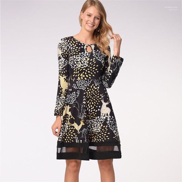 

panelled dresses fashion a line dresses females clothing christmas print womens casual dresses fashion perspective hollow out, Black;gray