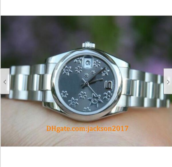 

20 style christmas gift watches 31mm 178240 ladies midsize steel rhodium flower floral arabic dia, Slivery;brown