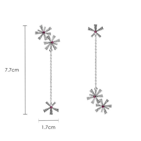 

925 silver needle earrings asymmetric snowflake long earrings women's temperament personality earrings j190630, Golden