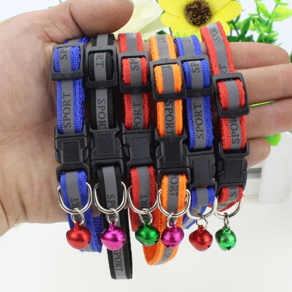 

1.0cm width small dogs cat collars puppy nylon reflective pet collar necklace with bells dog supplies