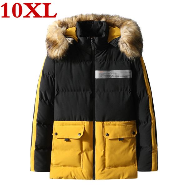 

men's down & parkas 2021 plus size 10xl 9xl 8xl 7xl 6xl 5xl winter jacket for men warm thick parka with fur collar hood man coat, Black