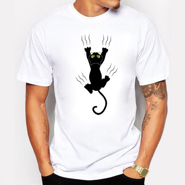 

blwhsa but hipster cartoon black cat funny men's t-shirts short o-neck cotton anime print t shirt for men clothing
