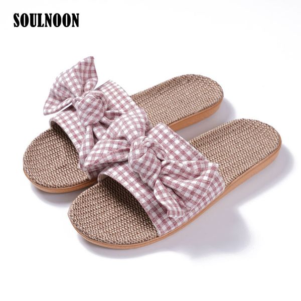 

summer women linen slippers non-slip soft home slippers girls cute style slides outdoor casual shoes sandals flat flax flip flop, Black