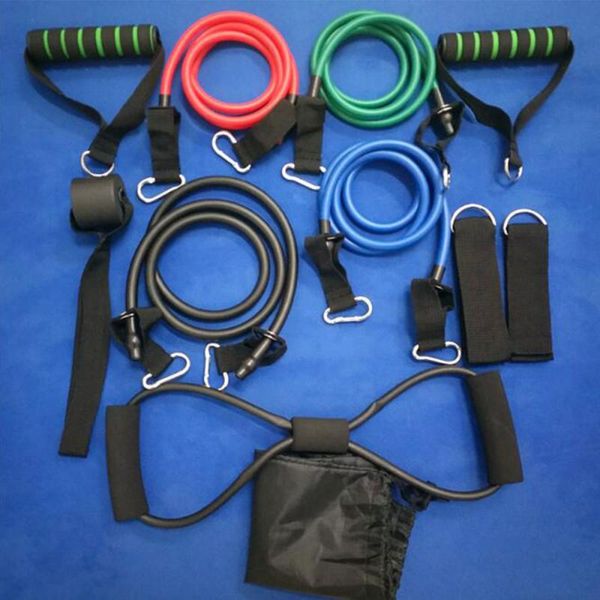 

resistance bands 11pcs gyms elastic workout pull rope set yoga expander fitness exercise rubber tubes with 8 word