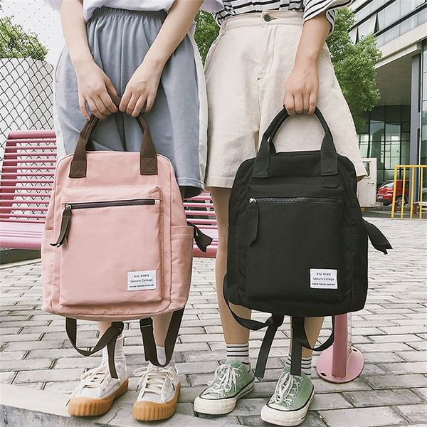 

korean style canvas backpack for women summer pink black travel backpack school bags for teenager girls shoulder bag sac a dos