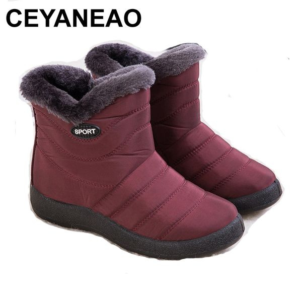 

ceyaneaonew winter boots for women, non-slip bottom shoes, warm fur snow boots for winter, to keep warm, ankle women, Black