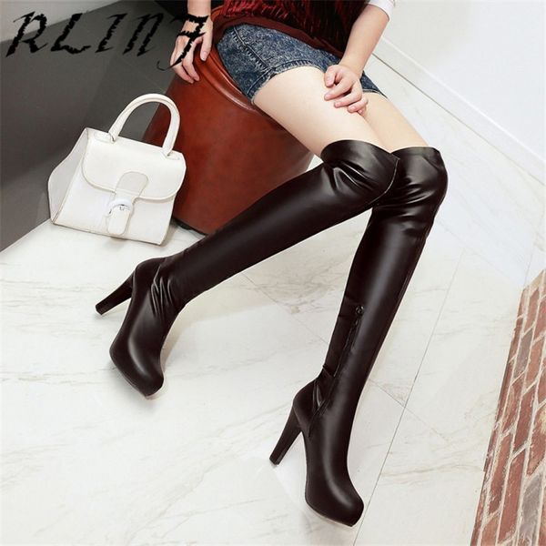 

boots rlinf 2021 high heels thin thigh elastic slimming over the knee autumn and winter, Black