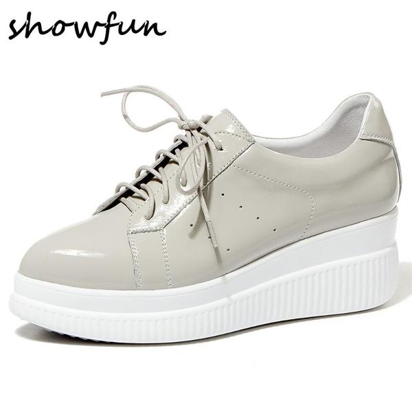 

women's genuine leather thick sole platform flats sneakers leisure soft comfortable pointed toe casual sneakers dress shoes sale, Black