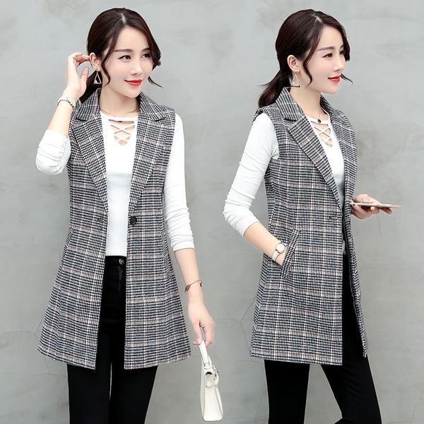 

women's suits & blazers long plaid ladies blazer coat jacket slim winter blaser women suit female feminine femme autumn outwear, White;black