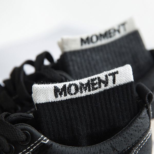 

harajuku hip hop elastic ребро обрезка голеностопного носки moment письма печатных носки, Black