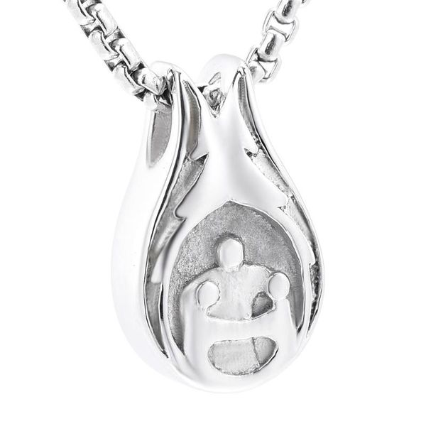 

memorial urn pendant necklace - 316l stainless steel family cremation jewelry hold loved ones ashes keepsake, Silver