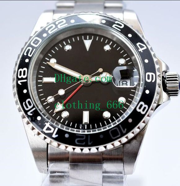 

mechanical watches 40mm gift 16710 16510 pepsi luxury stainless steel black dial asia 2813 automatic older version men's wristwatches, Slivery;brown