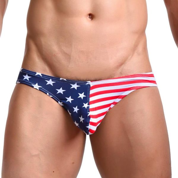 

underpants men's briefs flag print soft breathable underwear hips up transparent jockstrap undies cueca, Black;white