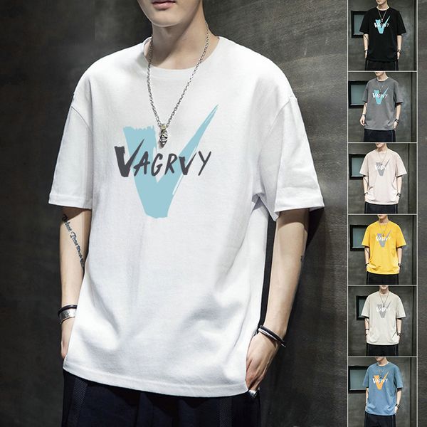 

2020 summer new short-sleeved t-shirt men's ins fashion brand trendy cotton summer wear half-sleeved men's t-shirt loose clothes, Black;white